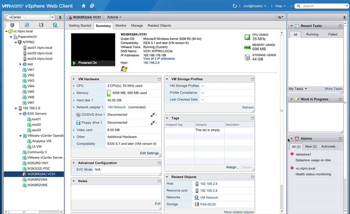 Screenshot of VMware vSphere interface