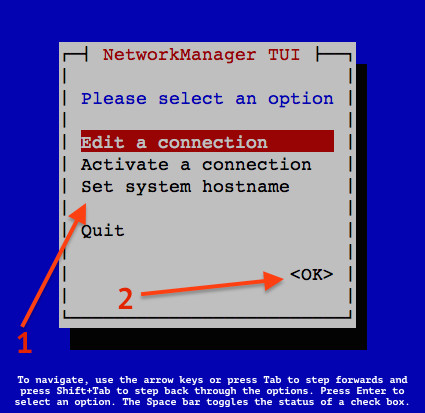 Fig.01: Use nmtui to set hostname on a CentOS 7